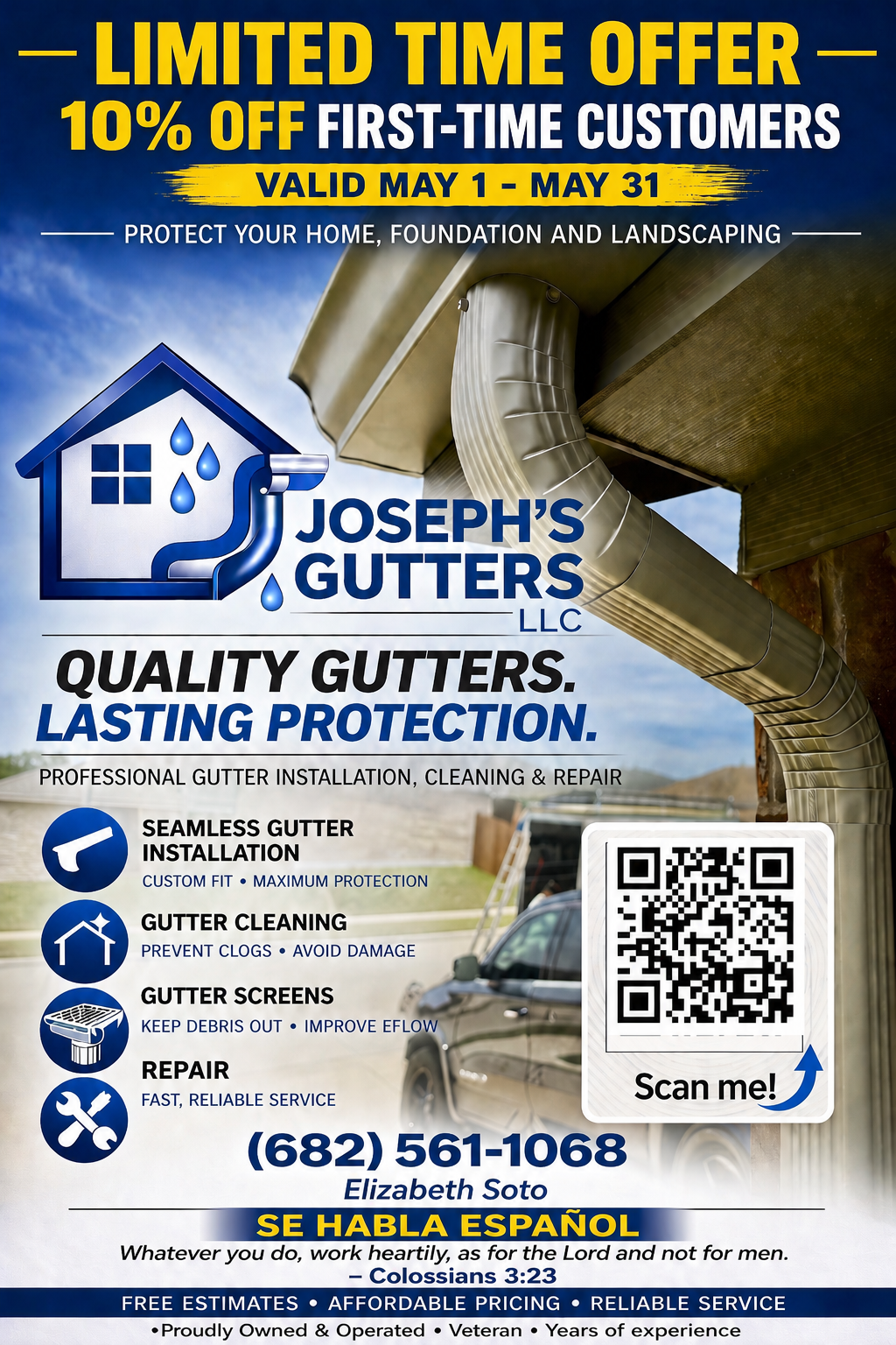 Joseph's Gutters promotional flyer
